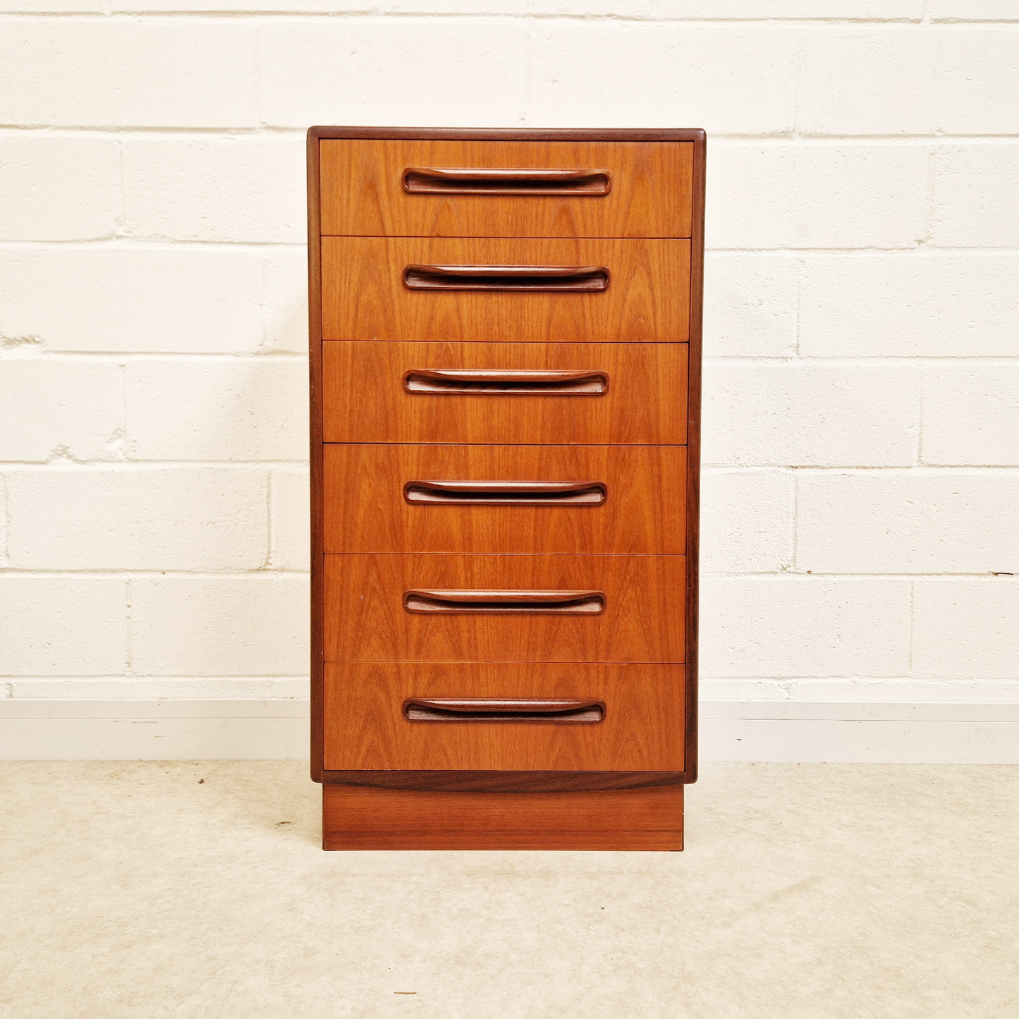 VB Wilkins for G Plan Fresco Vintage Mid Century Medium Teak Tallboy Chest Drawers