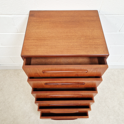 VB Wilkins for G Plan Fresco Vintage Mid Century Medium Teak Tallboy Chest Drawers