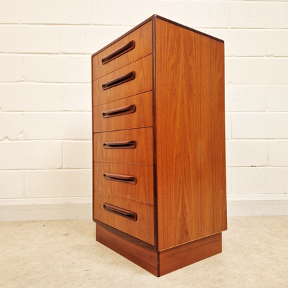 VB Wilkins for G Plan Fresco Vintage Mid Century Medium Teak Tallboy Chest Drawers