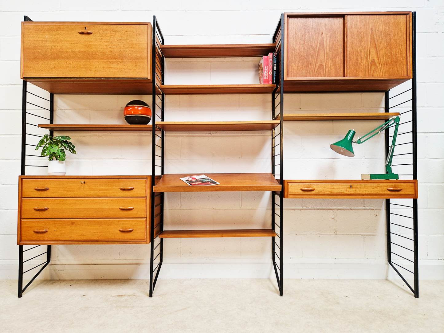 Staples Ladderax Vintage 1960s Mid Century 3 Bay Danish Design Cabinet Sideboard