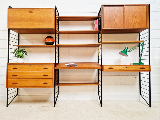 Staples Ladderax Vintage 1960s Mid Century 3 Bay Danish Design Cabinet Sideboard