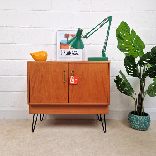 G Plan Fresco Red Label Vintage Mid Century Pyramid Teak Compact Sideboard Cabinet PG201D