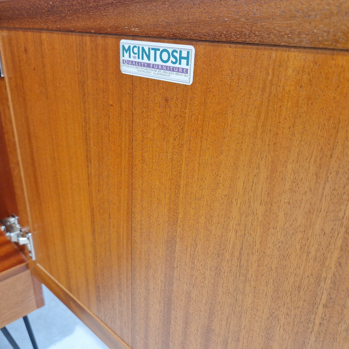 McIntosh Kelvin Vintage Mid Century Golden Teak Compact Sideboard Cabinet Credenza