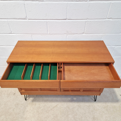 McIntosh Kelvin Vintage Mid Century Golden Teak Compact Sideboard Cabinet Credenza
