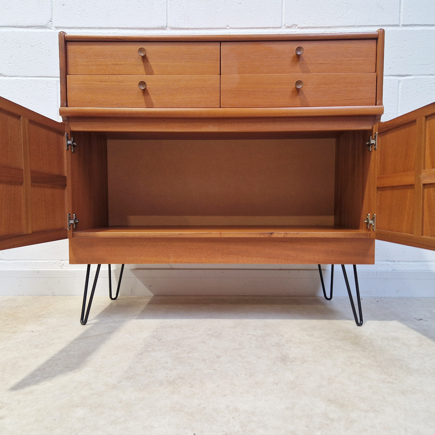 Nathan Mid Century Medium Teak Danish Design Compact Retro Sideboard Cabinet
