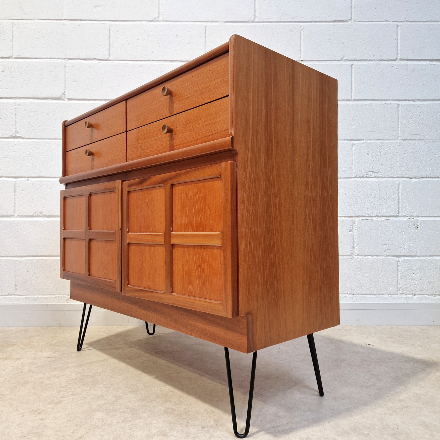Nathan Mid Century Medium Teak Danish Design Compact Retro Sideboard Cabinet