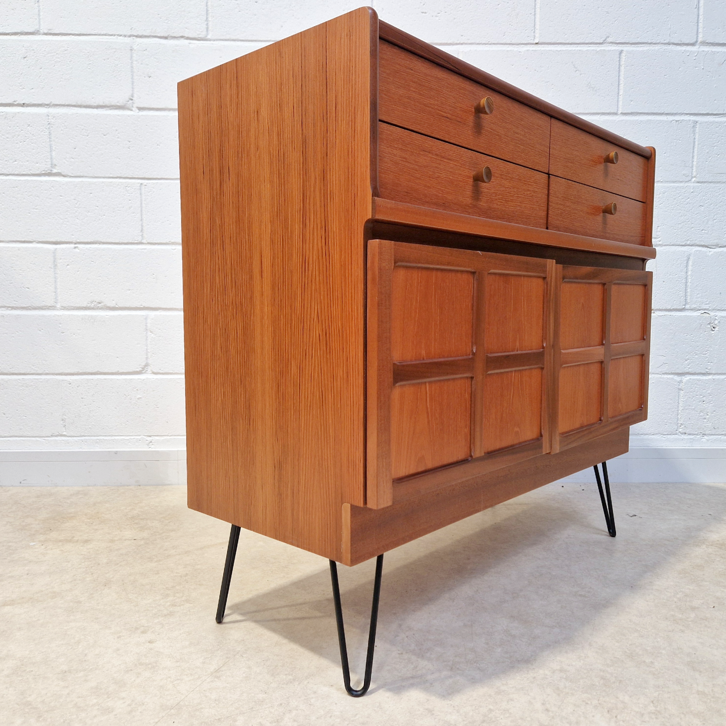 Nathan Mid Century Medium Teak Danish Design Compact Retro Sideboard Cabinet