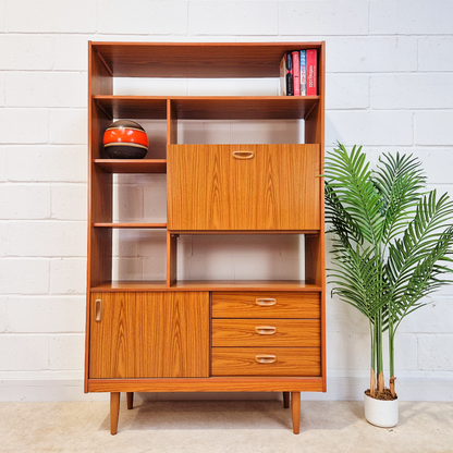 Schreiber Vintage Retro Mid Century 'Small & Tall' Teak Slim Sideboard Bookcase Room Divider