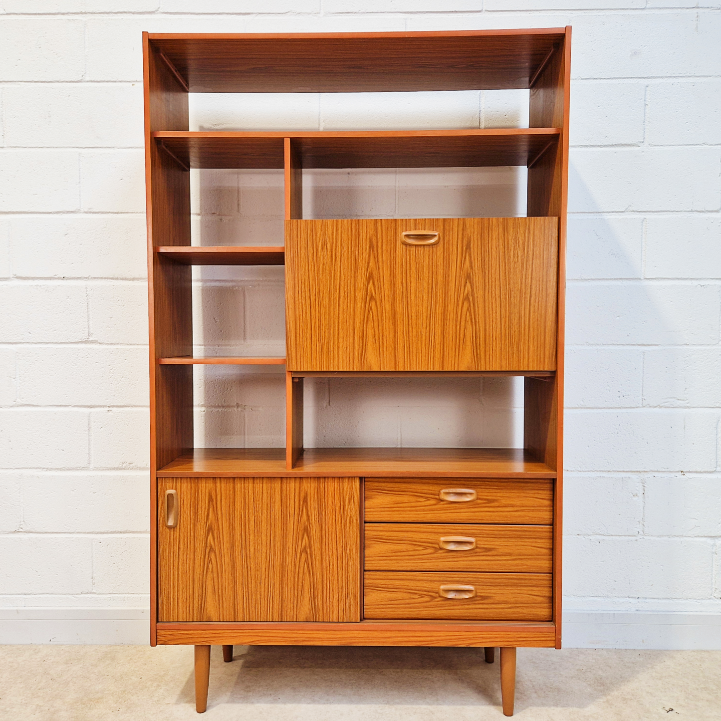 Schreiber Vintage Retro Mid Century 'Small & Tall' Teak Slim Sideboard Bookcase Room Divider (Copy)