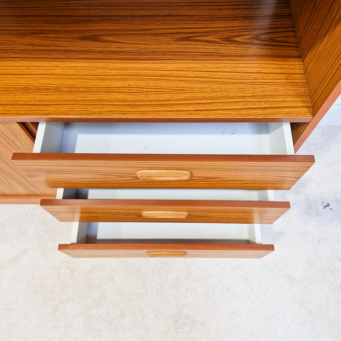 Schreiber Vintage Retro Mid Century 'Small & Tall' Teak Slim Sideboard Bookcase Room Divider