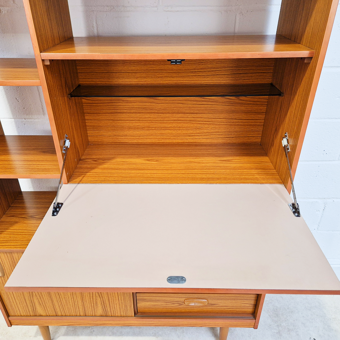 Schreiber Vintage Retro Mid Century 'Small & Tall' Teak Slim Sideboard Bookcase Room Divider