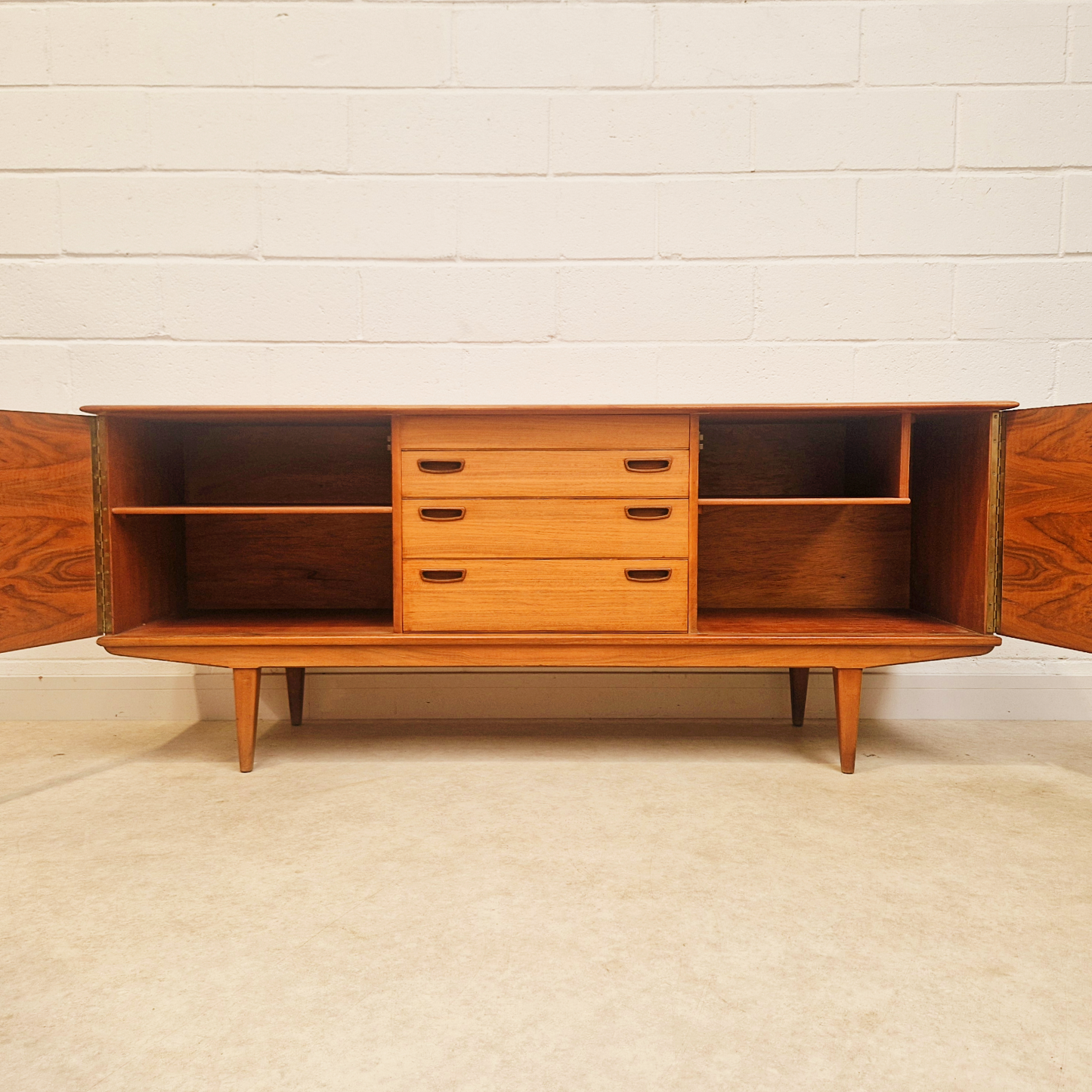 Alfred Cox Vintage for Heal's 1960s Mid Century Golden Teak Sideboard Buffet Credenza