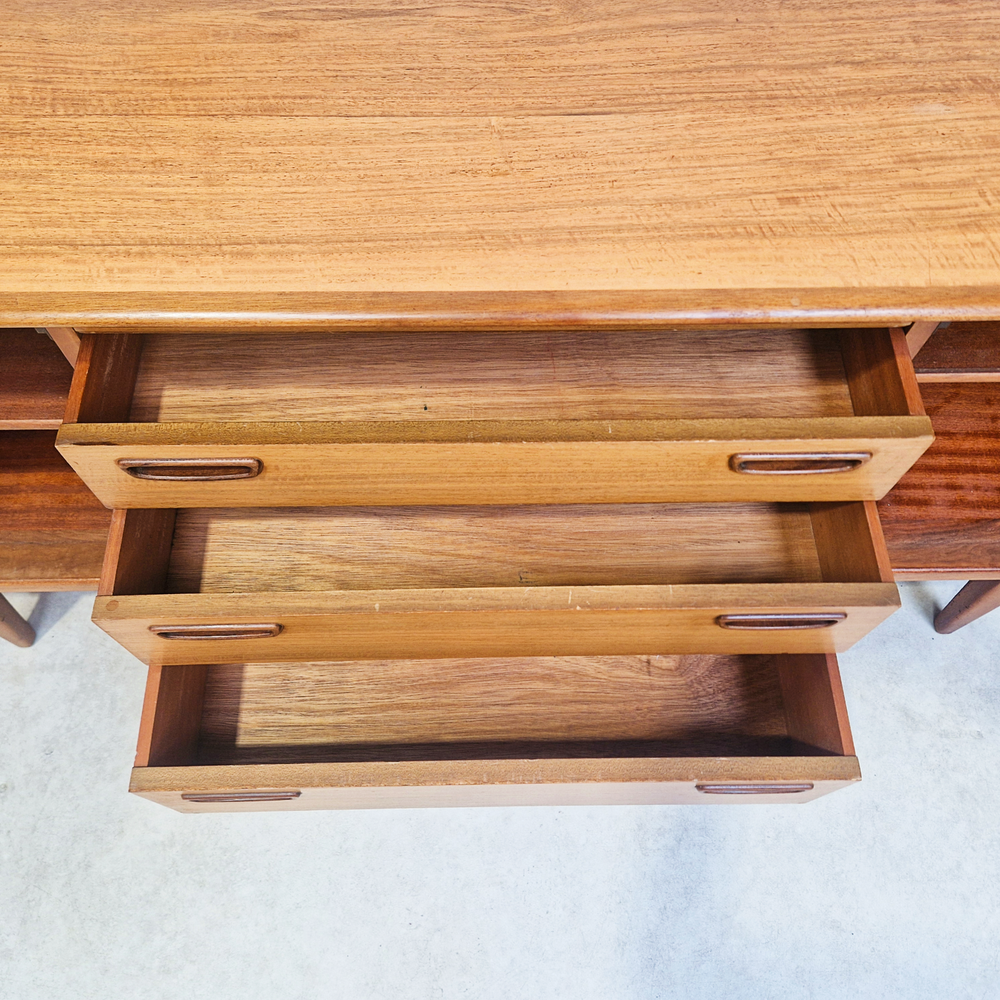 Alfred Cox Vintage for Heal's 1960s Mid Century Golden Teak Sideboard Buffet Credenza
