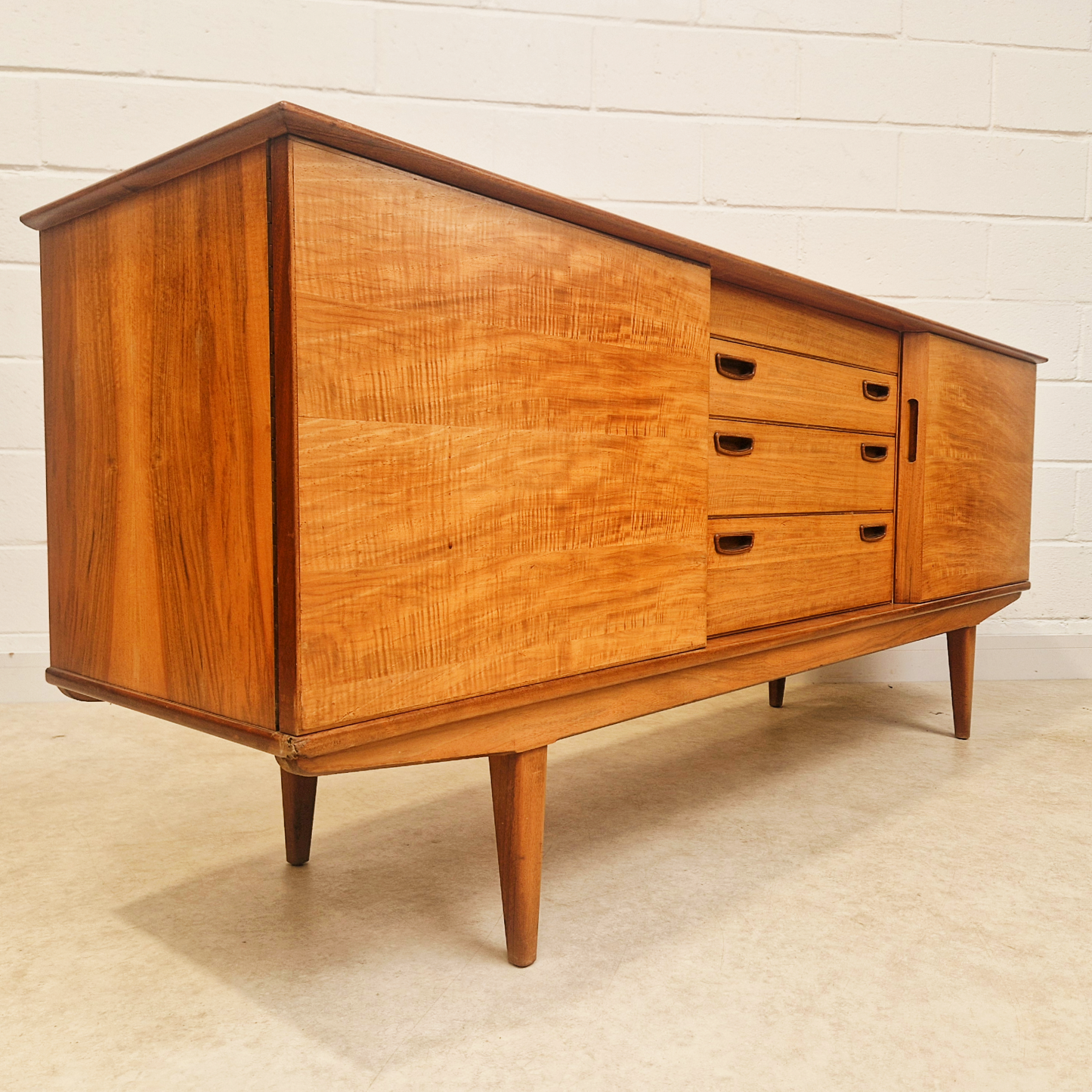 Alfred Cox Vintage for Heal's 1960s Mid Century Golden Teak Sideboard Buffet Credenza