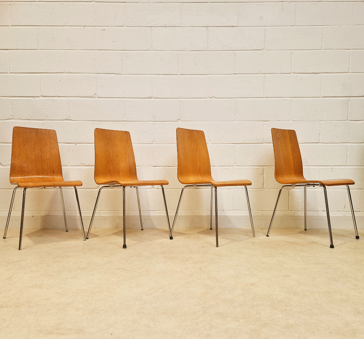 Habitat Retro Bentwood & Polished Chrome Set of 4 Dining Chairs