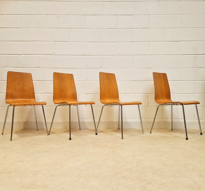 Habitat Retro Bentwood & Polished Chrome Set of 4 Dining Chairs