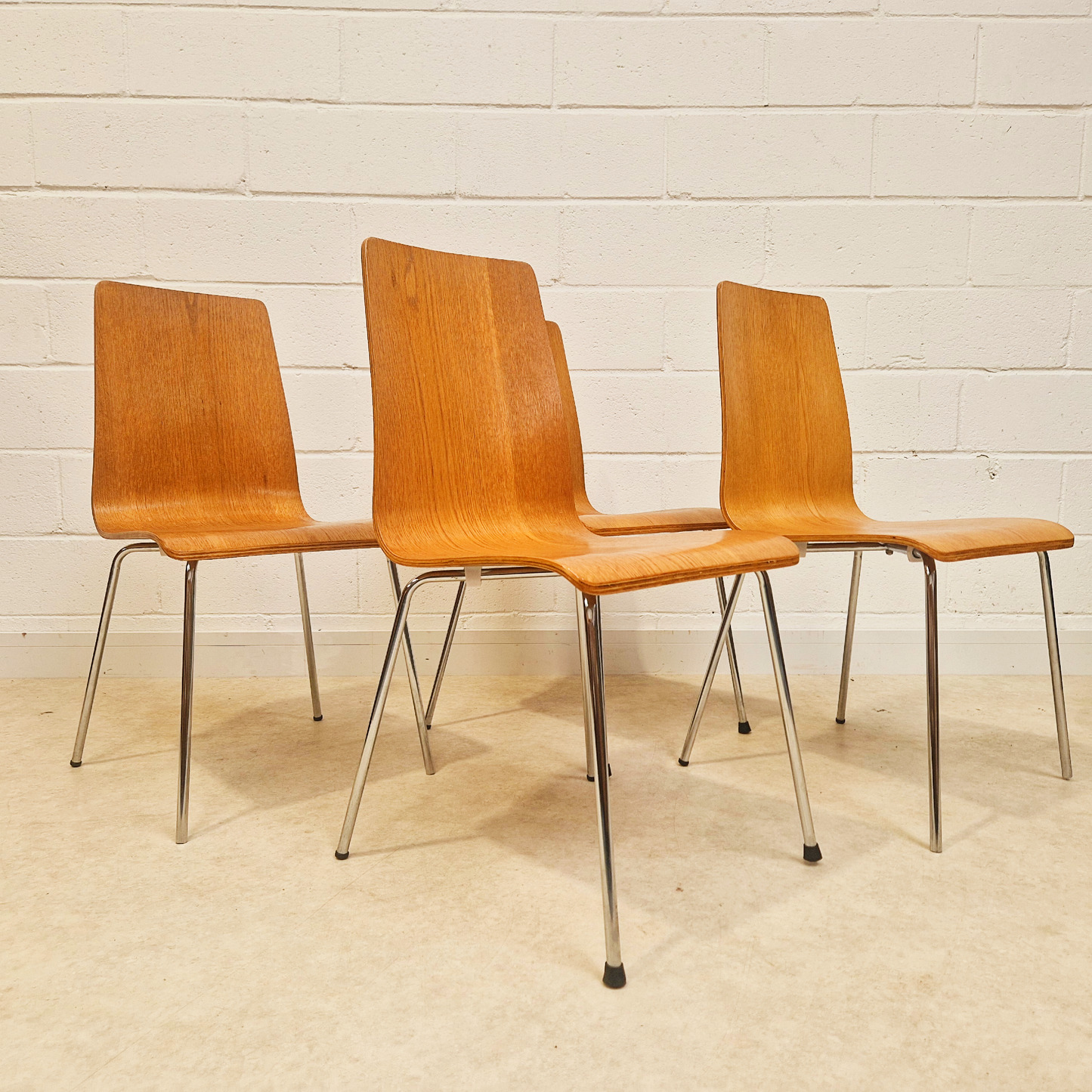 Habitat Retro Bentwood & Polished Chrome Set of 4 Dining Chairs
