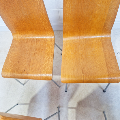 Habitat Retro Bentwood & Polished Chrome Set of 4 Dining Chairs