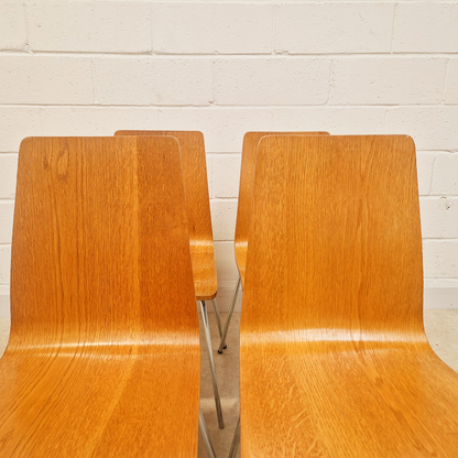 Habitat Retro Bentwood & Polished Chrome Set of 4 Dining Chairs
