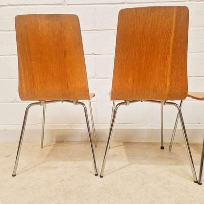 Habitat Retro Bentwood & Polished Chrome Set of 4 Dining Chairs