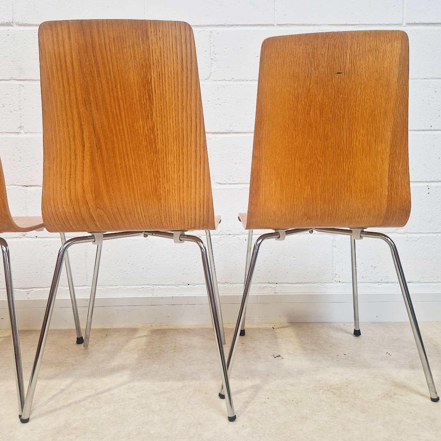Habitat Retro Bentwood & Polished Chrome Set of 4 Dining Chairs