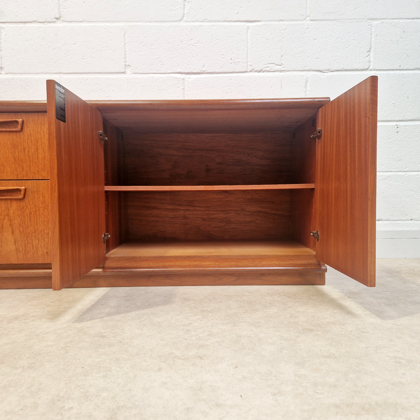 Meredew Vintage Mid Century Danish Design Medium Teak Long Sideboard Buffet Credenza