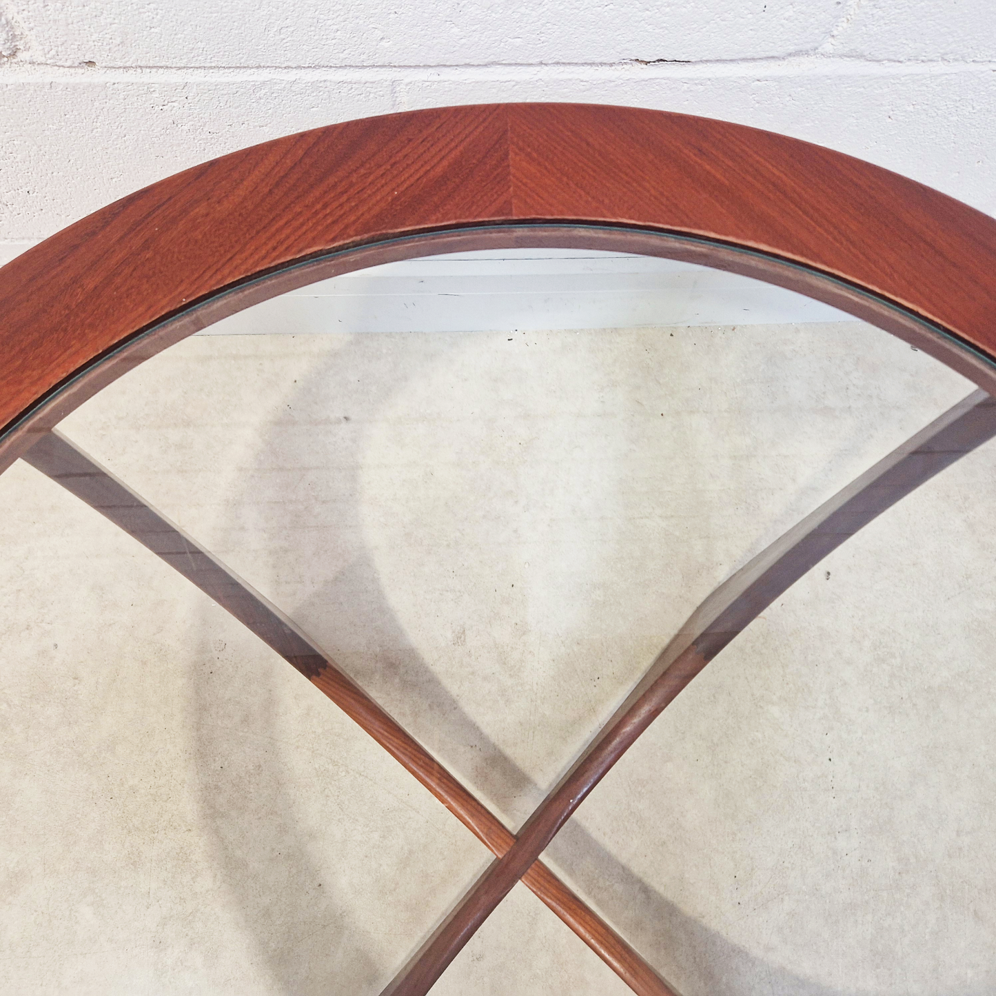 V.B Wilkins For G Plan Astro Vintage Mid Century Solid Teak & Glazed Glass Round Coffee Table
