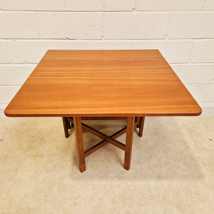 Vintage Mid Century Teak Danish Design Drop Leaf Dining Table