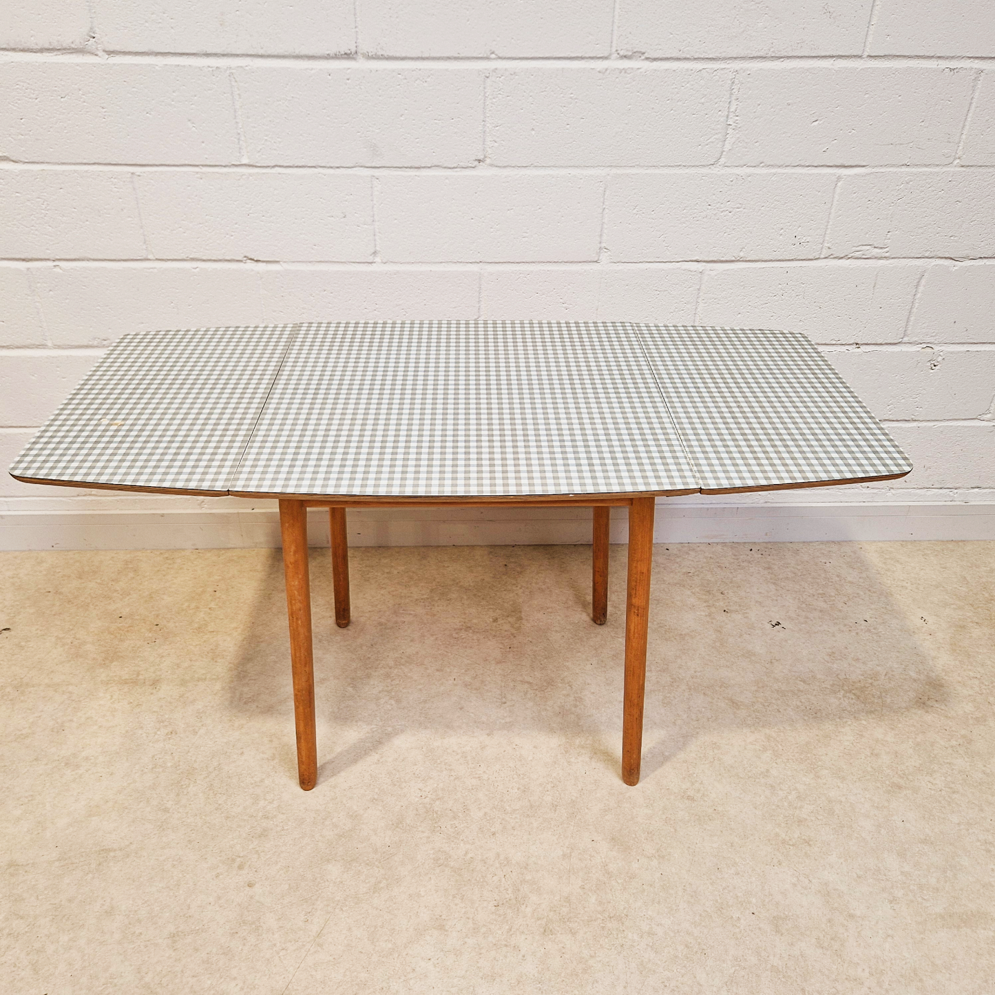 Frank Guille for Kandya 1960s Mid Century Formica & Solid Beech Drop Leaf Dining Table