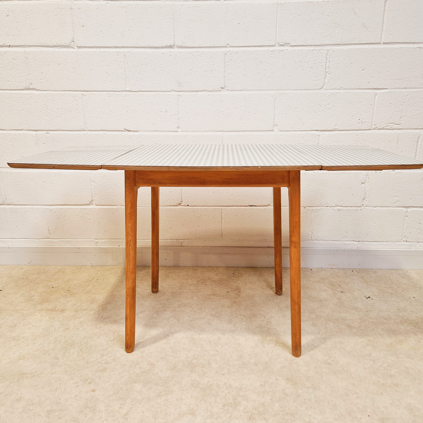 Frank Guille for Kandya 1960s Mid Century Formica & Solid Beech Drop Leaf Dining Table