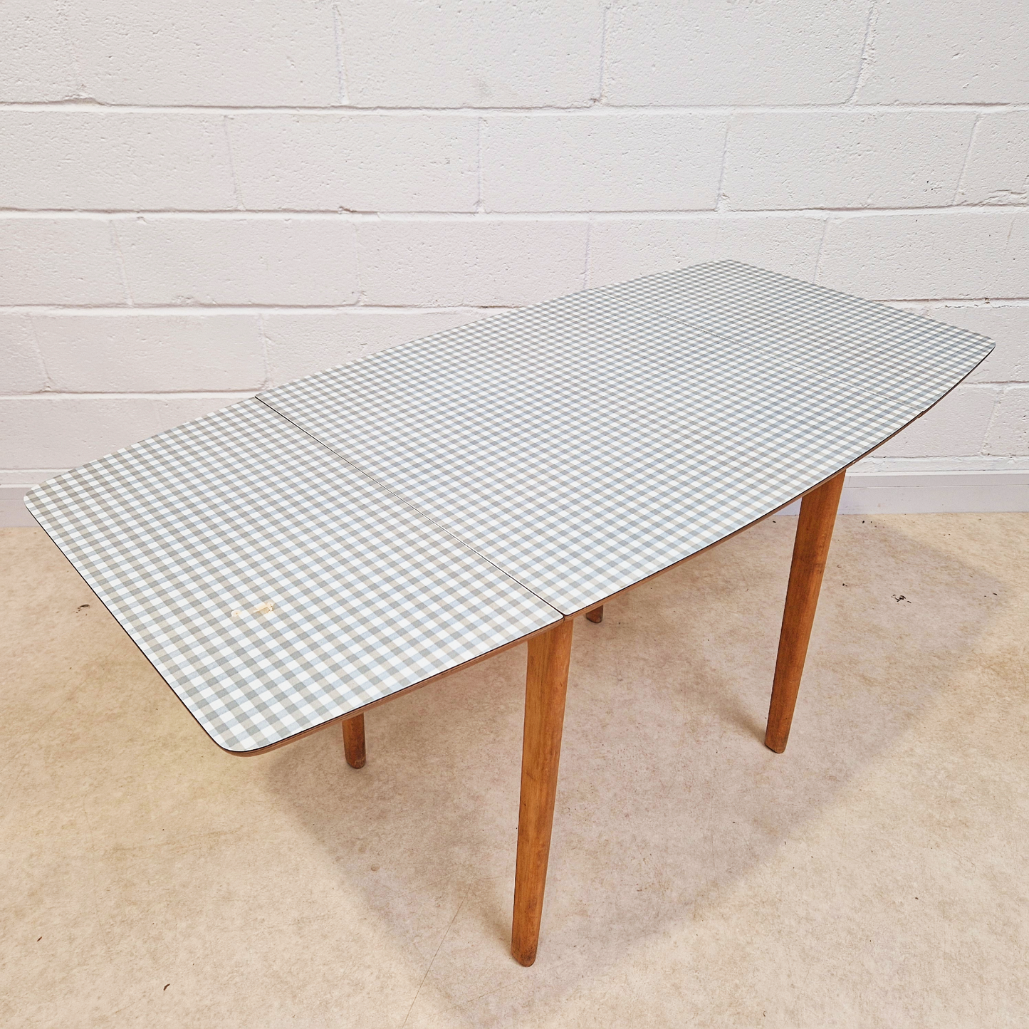 Frank Guille for Kandya 1960s Mid Century Formica & Solid Beech Drop Leaf Dining Table