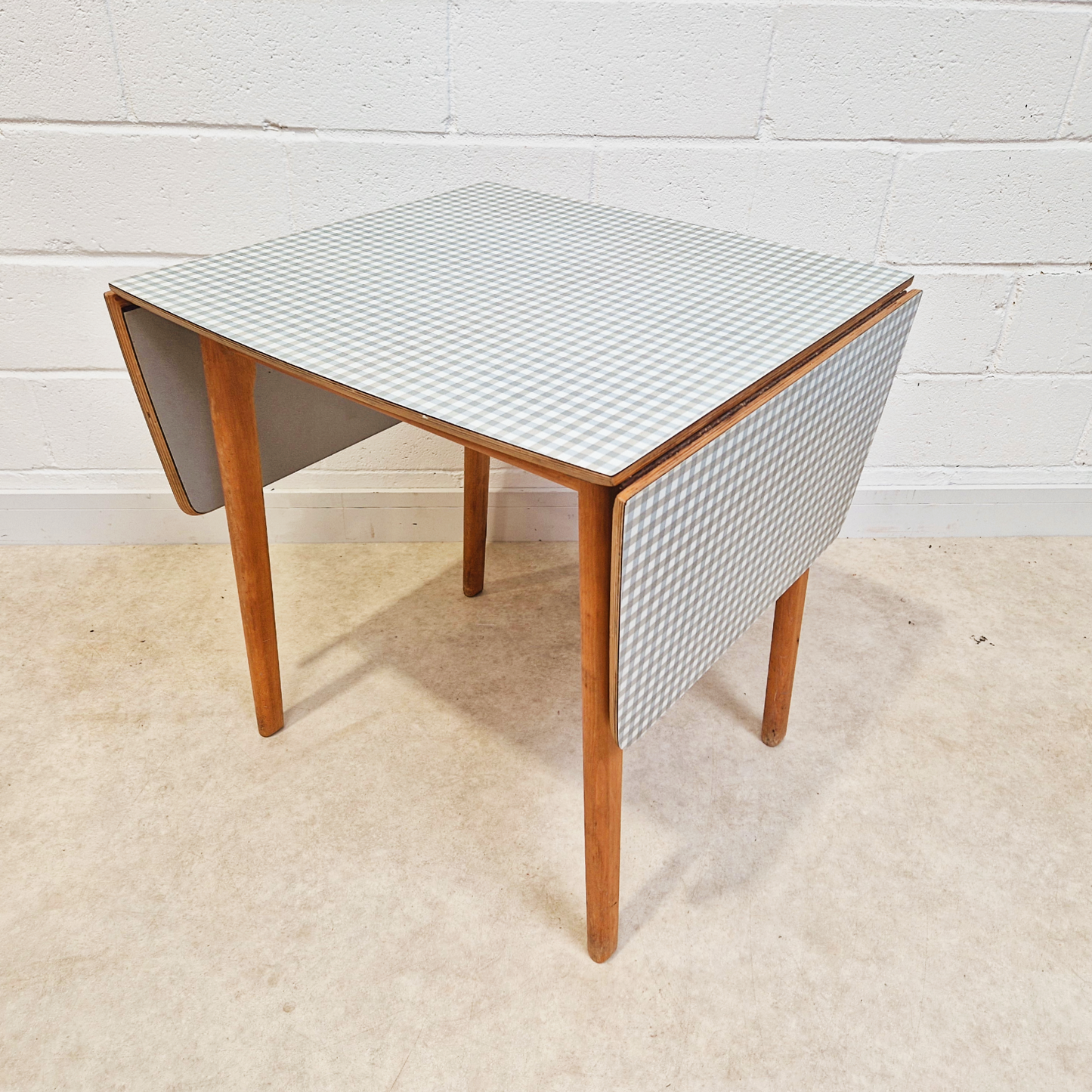 Frank Guille for Kandya 1960s Mid Century Formica & Solid Beech Drop Leaf Dining Table