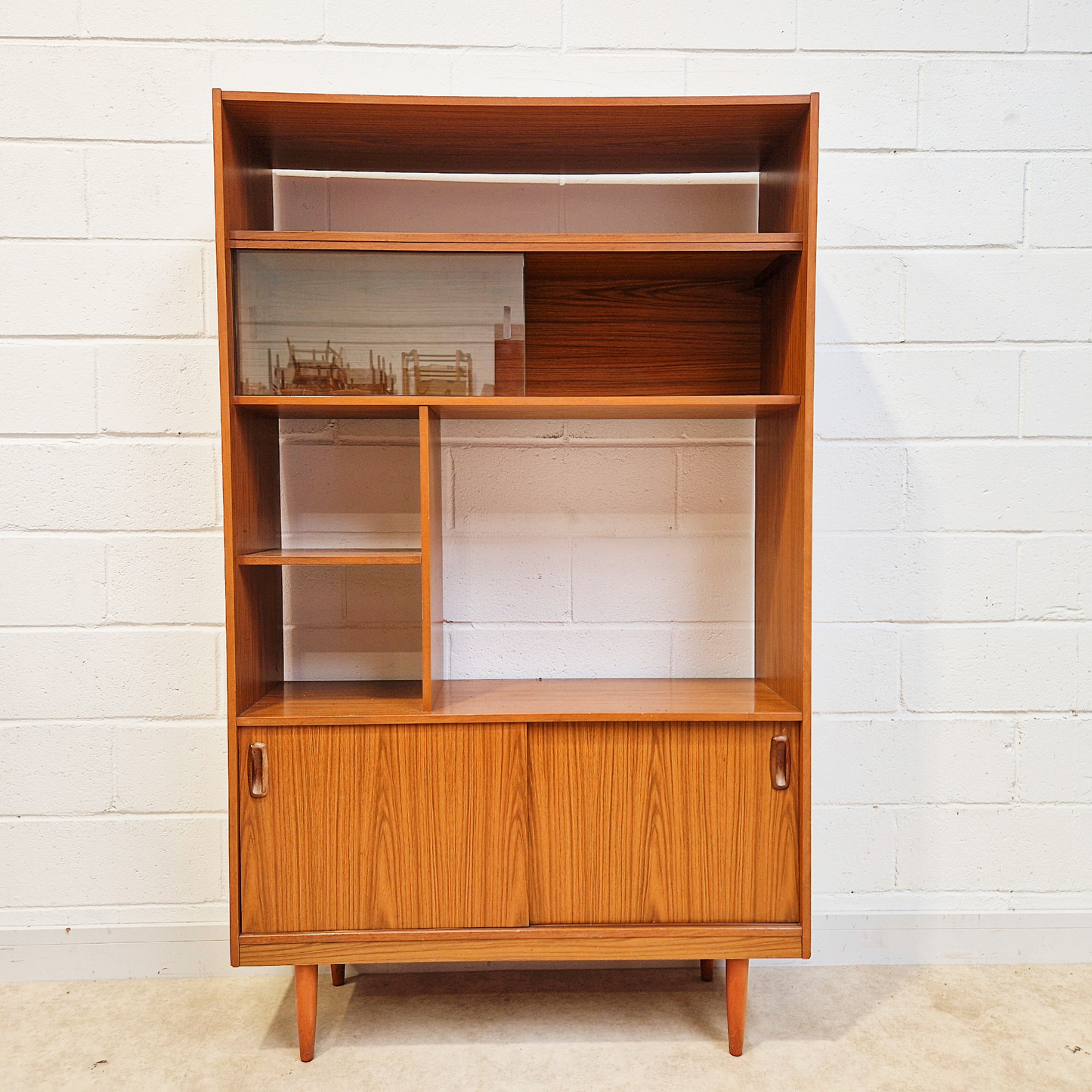 Schreiber Vintage Retro Mid Century 'Small & Tall' Teak Slim Sideboard Bookcase Room Divider