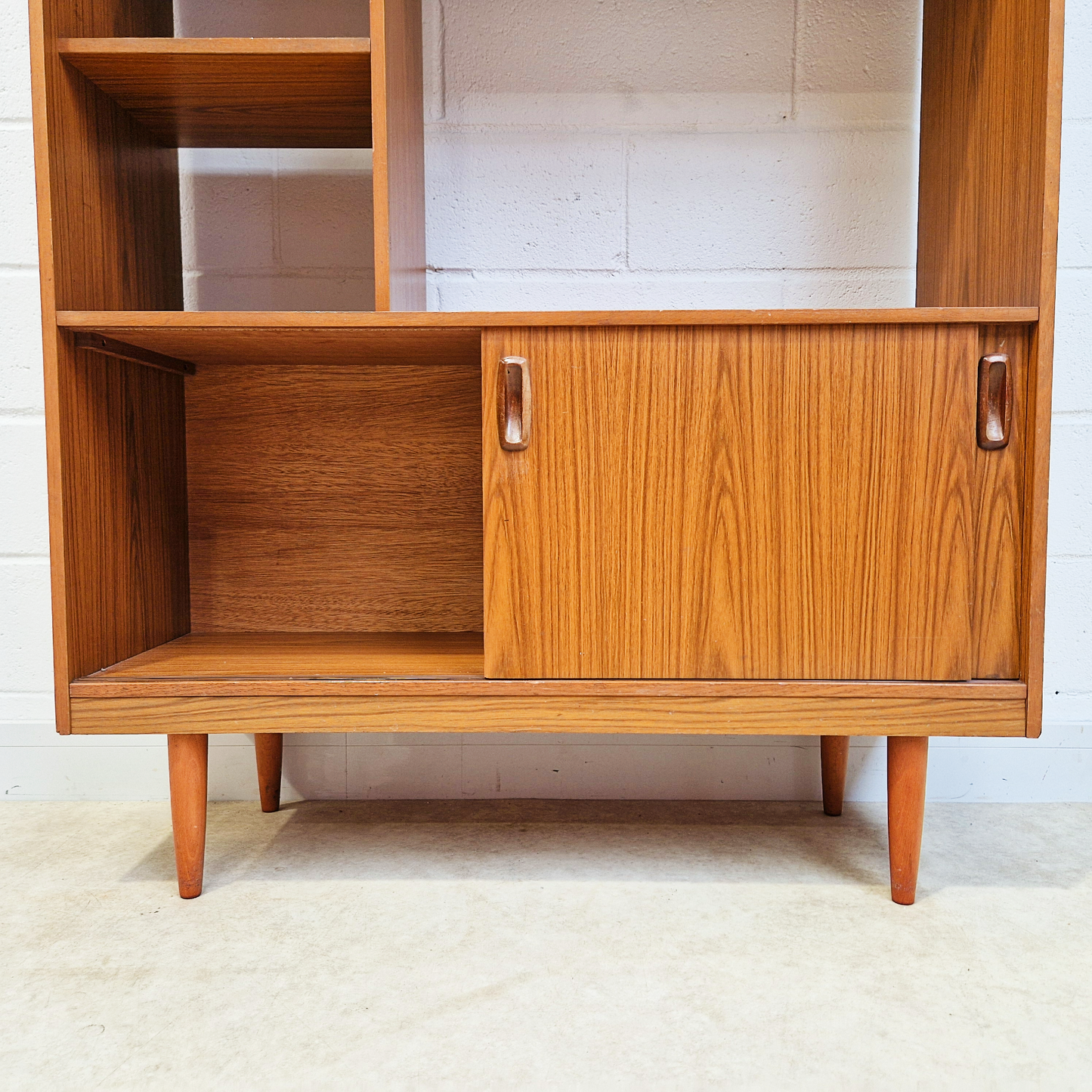 Schreiber Vintage Retro Mid Century 'Small & Tall' Teak Slim Sideboard Bookcase Room Divider