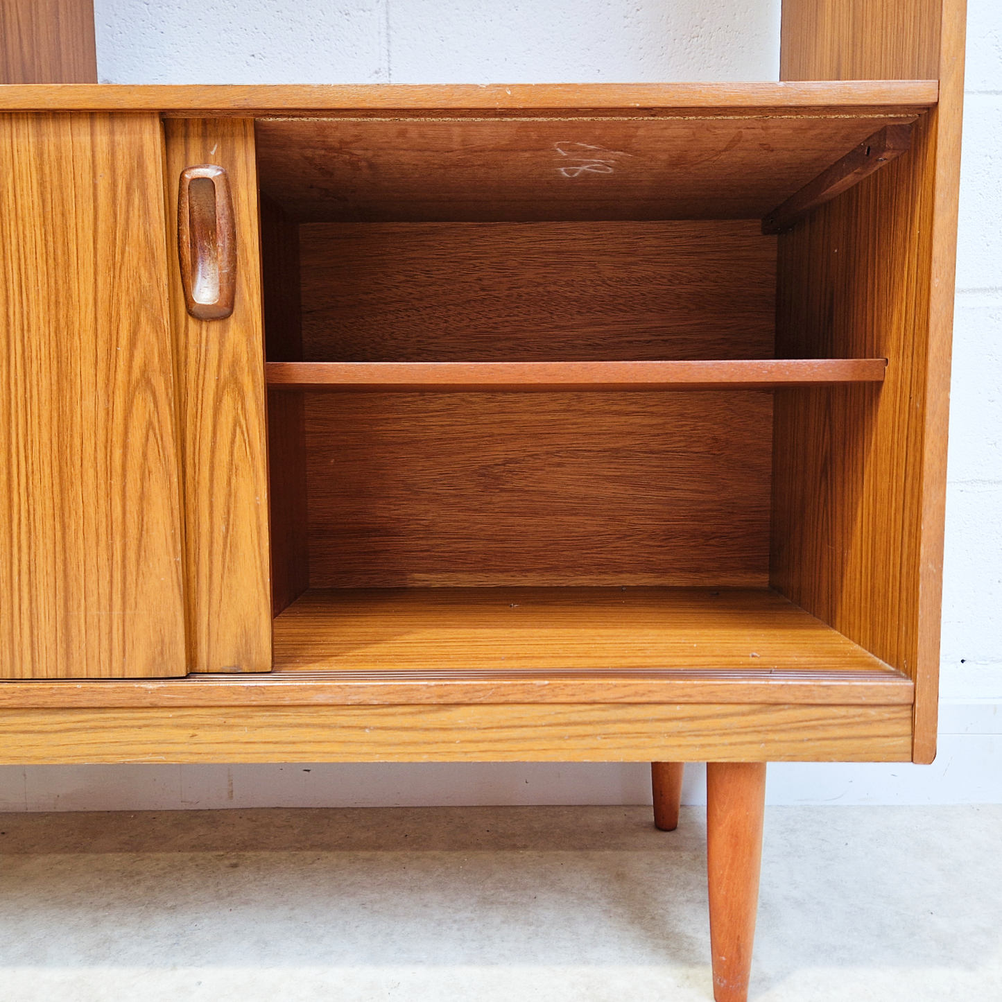 Schreiber Vintage Retro Mid Century 'Small & Tall' Teak Slim Sideboard Bookcase Room Divider
