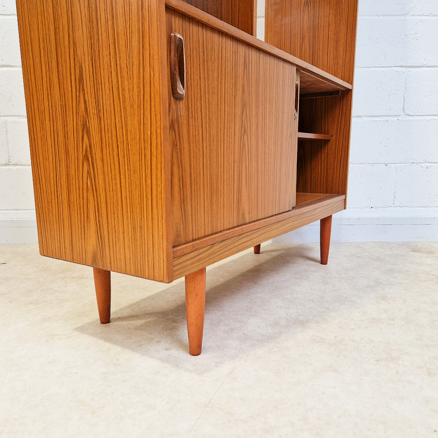 Schreiber Vintage Retro Mid Century 'Small & Tall' Teak Slim Sideboard Bookcase Room Divider