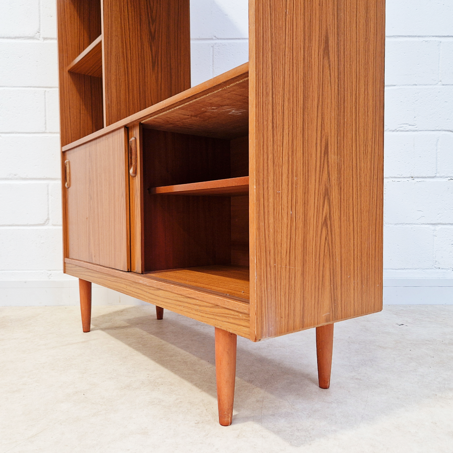 Schreiber Vintage Retro Mid Century 'Small & Tall' Teak Slim Sideboard Bookcase Room Divider