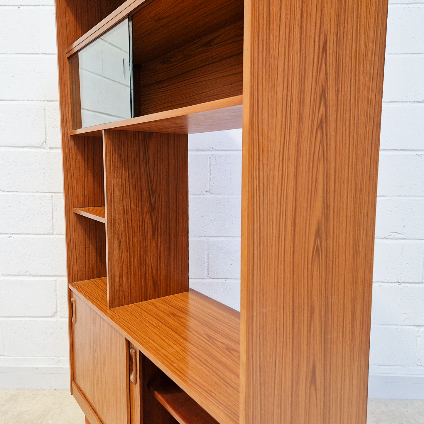 Schreiber Vintage Retro Mid Century 'Small & Tall' Teak Slim Sideboard Bookcase Room Divider
