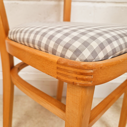 Vintage Mid Century 1960s Beech & Gingham Formica Round Drop Leaf Dining Table