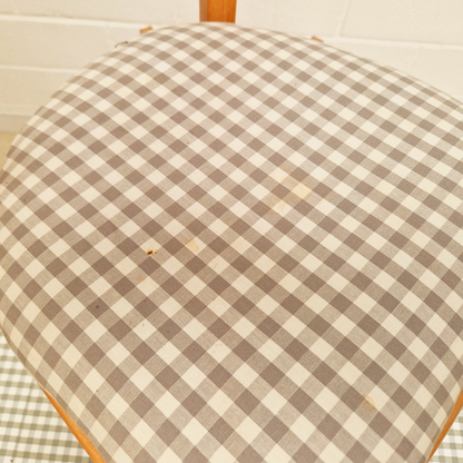 Vintage Mid Century 1960s Beech & Gingham Formica Round Drop Leaf Dining Table