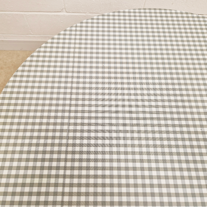 Vintage Mid Century 1960s Beech & Gingham Formica Round Drop Leaf Dining Table