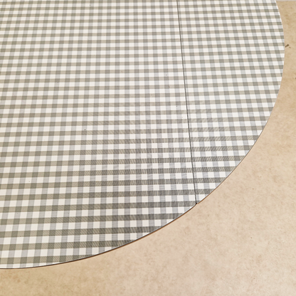 Vintage Mid Century 1960s Beech & Gingham Formica Round Drop Leaf Dining Table