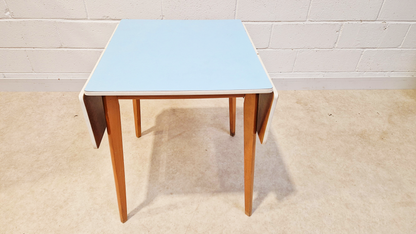 Vintage Mid Century 1960s Sky Blue Formica & Solid Beech Dining Table Chair Set