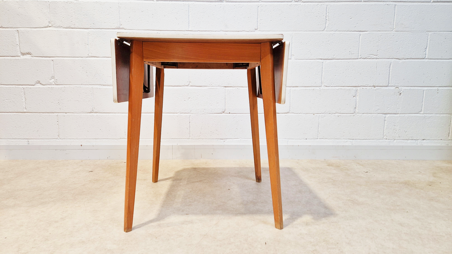 Vintage Mid Century 1960s Sky Blue Formica & Solid Beech Dining Table Chair Set