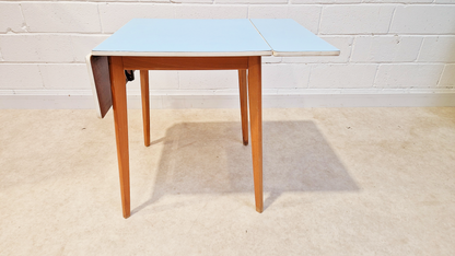 Vintage Mid Century 1960s Sky Blue Formica & Solid Beech Dining Table Chair Set