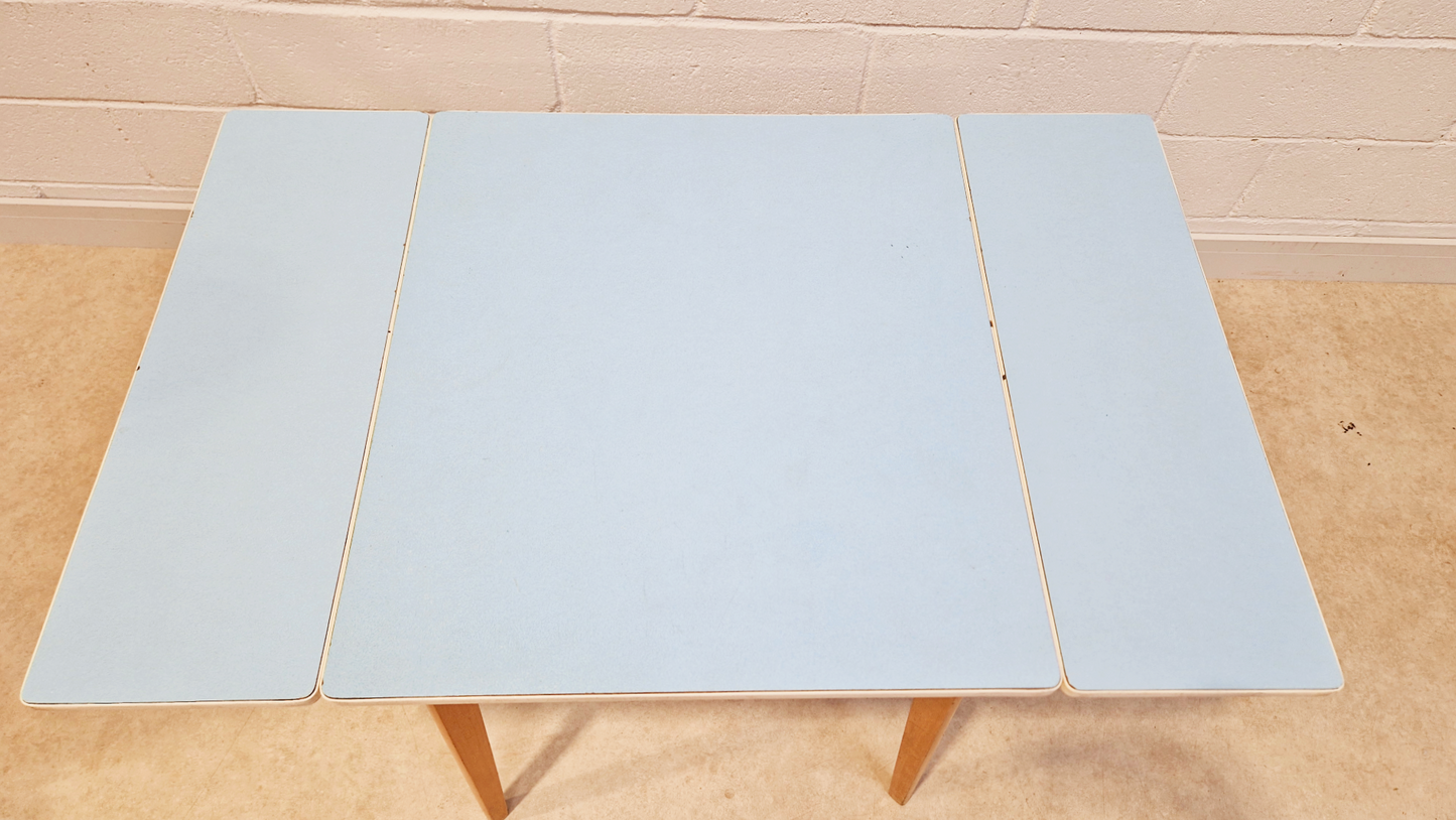 Vintage Mid Century 1960s Sky Blue Formica & Solid Beech Dining Table Chair Set