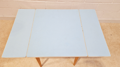 Vintage Mid Century 1960s Sky Blue Formica & Solid Beech Dining Table Chair Set