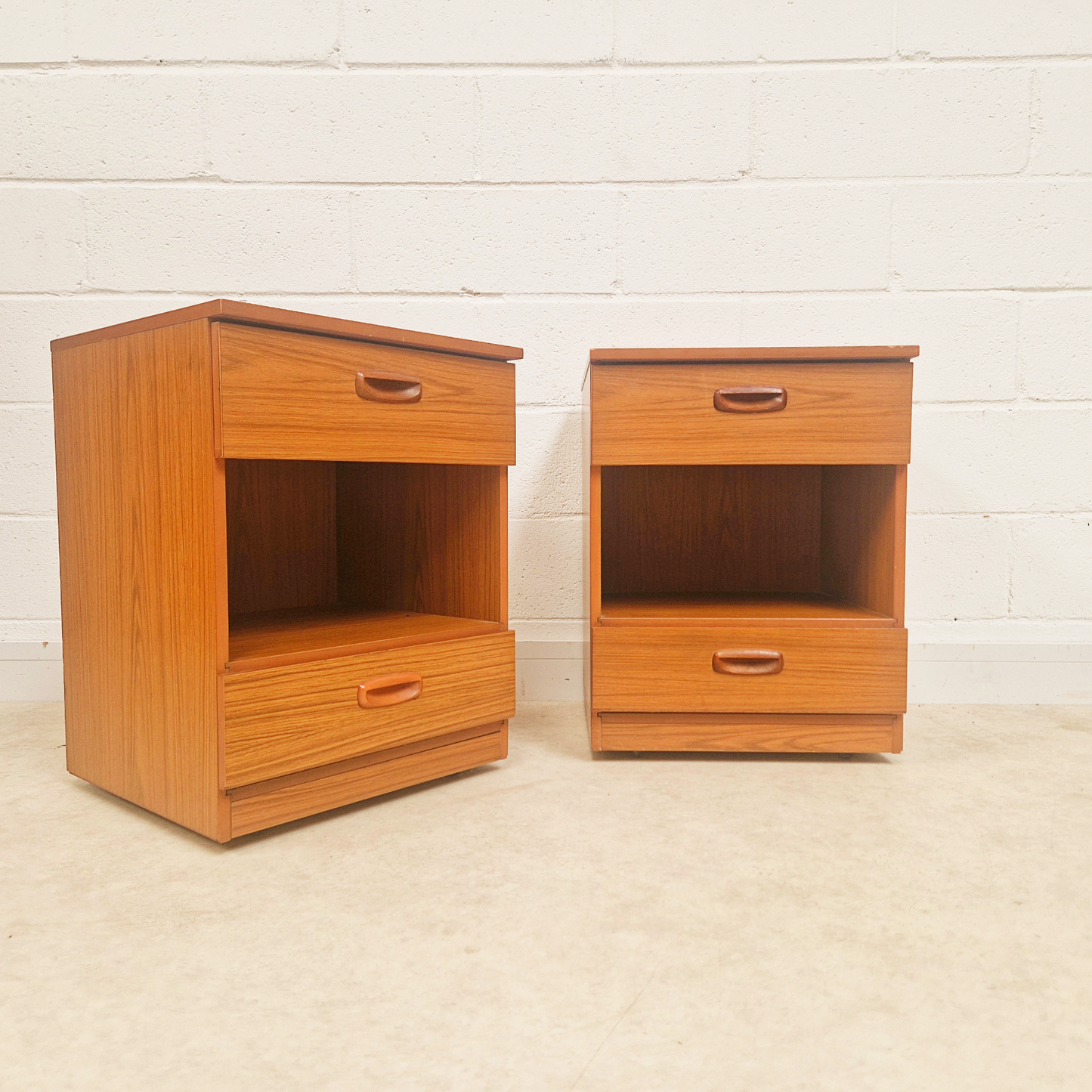 Schreiber Vintage Mid Century Danish Design Medium Teak Retro Bedside Cabinets