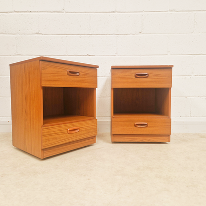 Schreiber Vintage Mid Century Danish Design Medium Teak Retro Bedside Cabinets