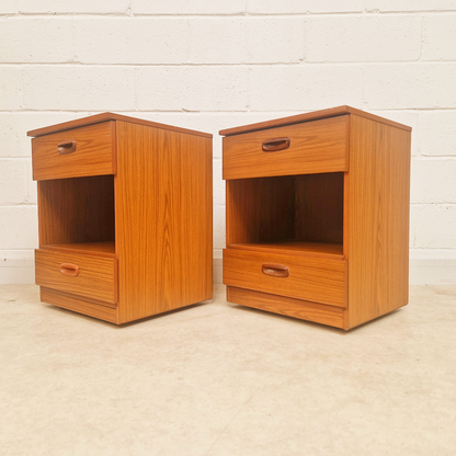 Schreiber Vintage Mid Century Danish Design Medium Teak Retro Bedside Cabinets